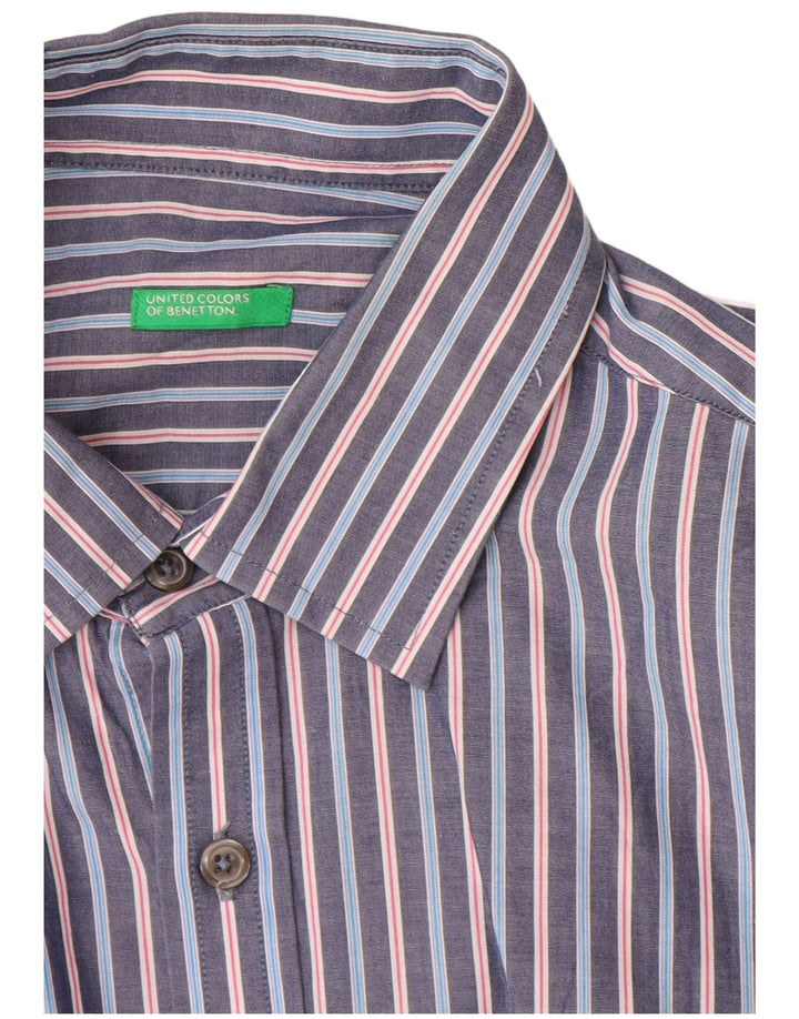 Benetton Herrenhemd Mittelblau gestreift