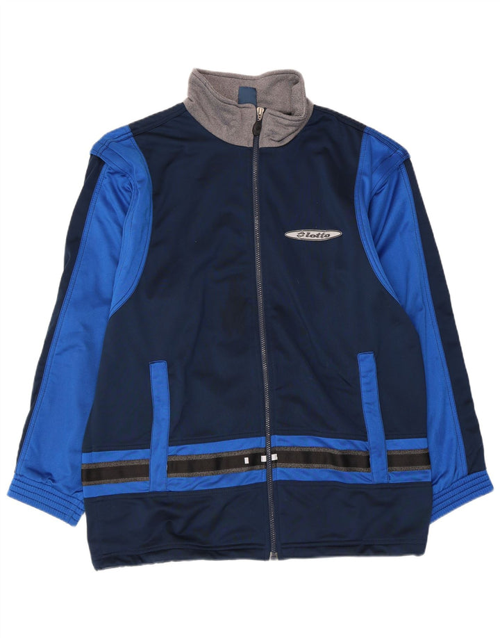 Lotto Mens Tracksuit Top Jacket Large Navy Blue Colourblock Polyester