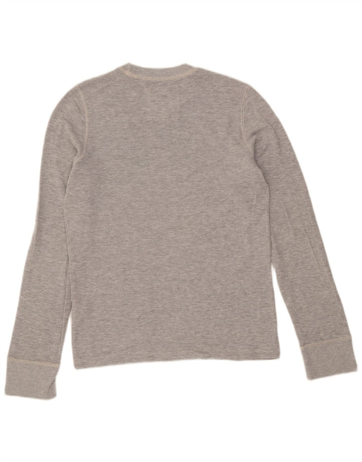 Hollister Mens Top Long Sleeve Small Grey Cotton