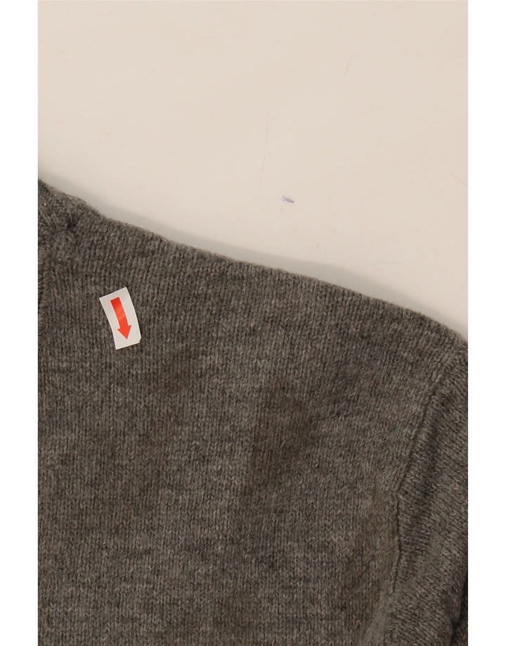 EDDIE BAUER Mens Zip Neck Jumper Sweater Medium Grey Colourblock Wool Vintage Eddie Bauer and Second-Hand Eddie Bauer from Messina Hembry 