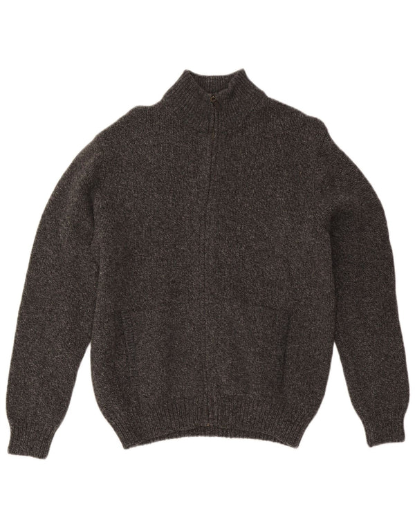 L.L.Bean Mens Cardigan Sweater Medium Grey Flecked Lambswool