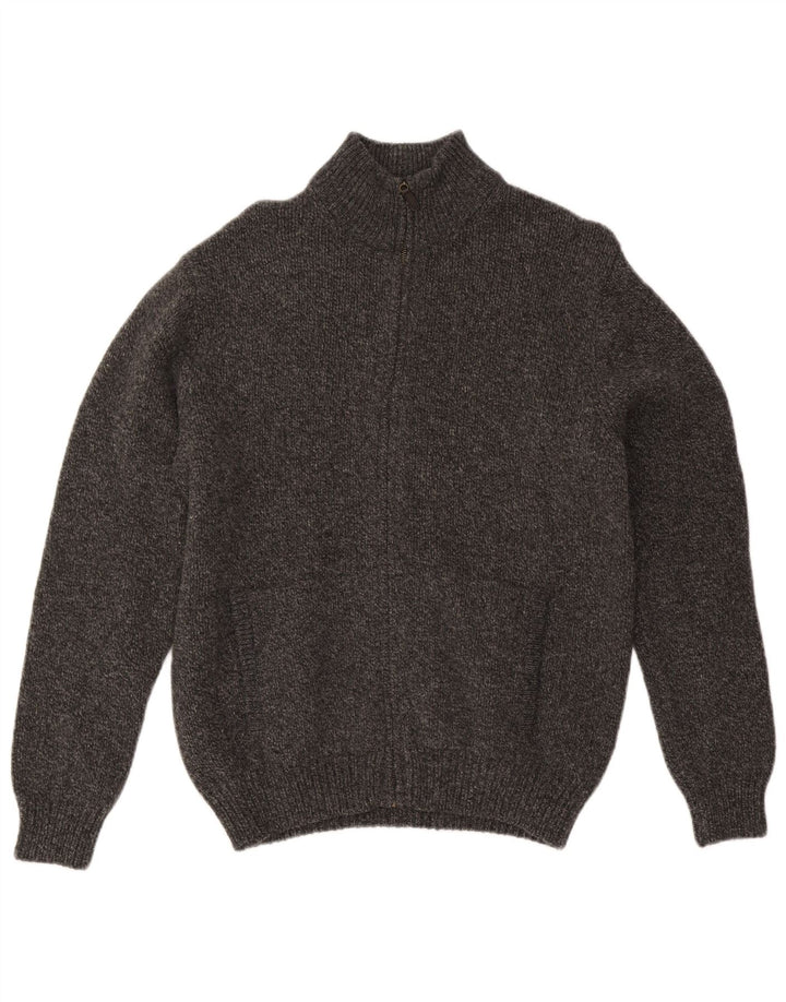 L.L.Bean Mens Cardigan Sweater Medium Grey Flecked Lambswool