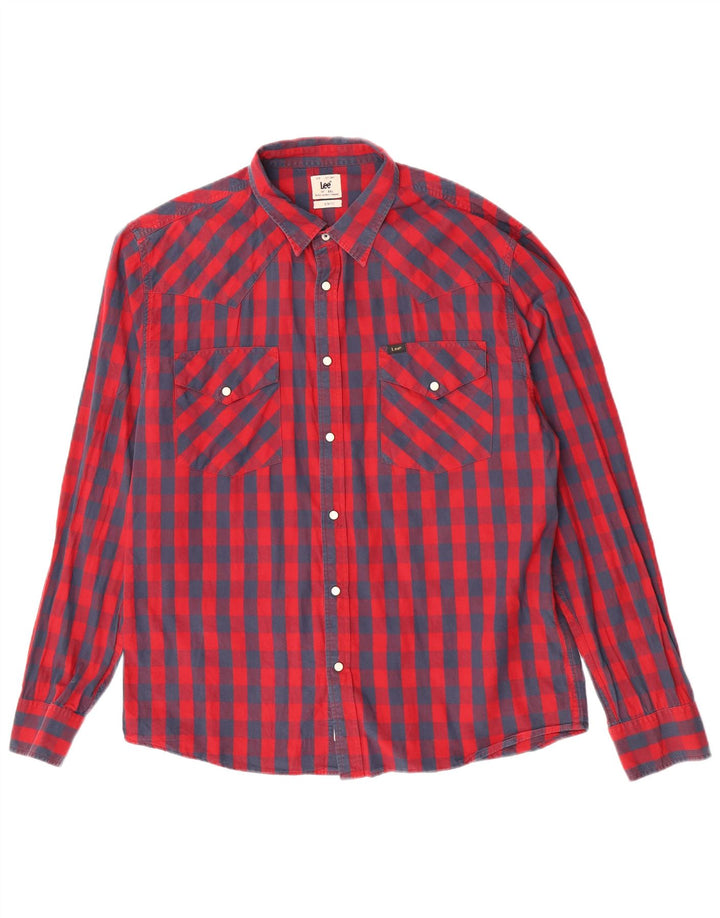 Lee Mens Slim Fit Shirt 2XL Red Check Cotton
