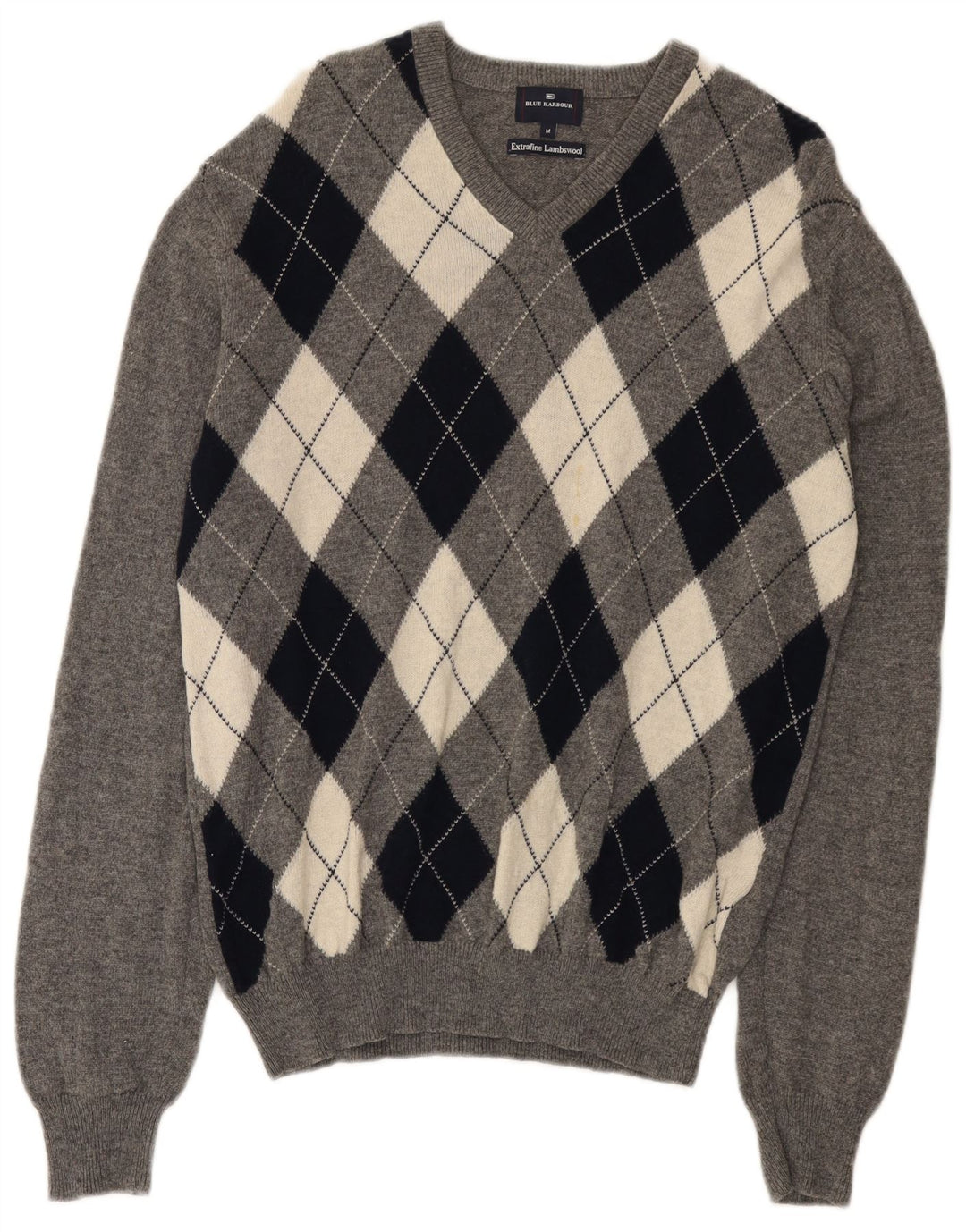 Marks & Spencer Mens Blue Harbour V-Neck Jumper Sweater Medium Grey