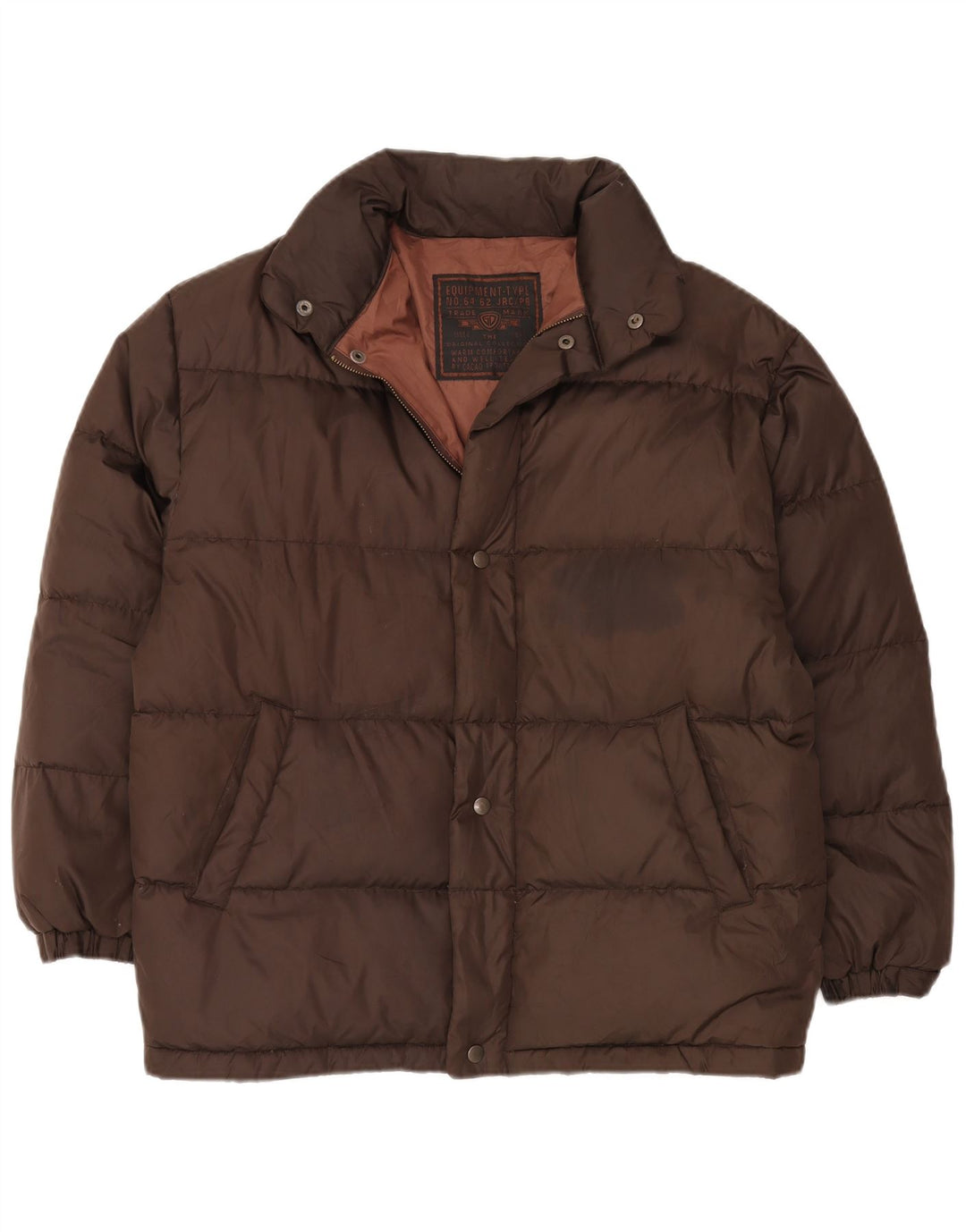 TRADEMARK Herren Loose Fit Wattierte Jacke IT 46 Small Braunes Polyamid