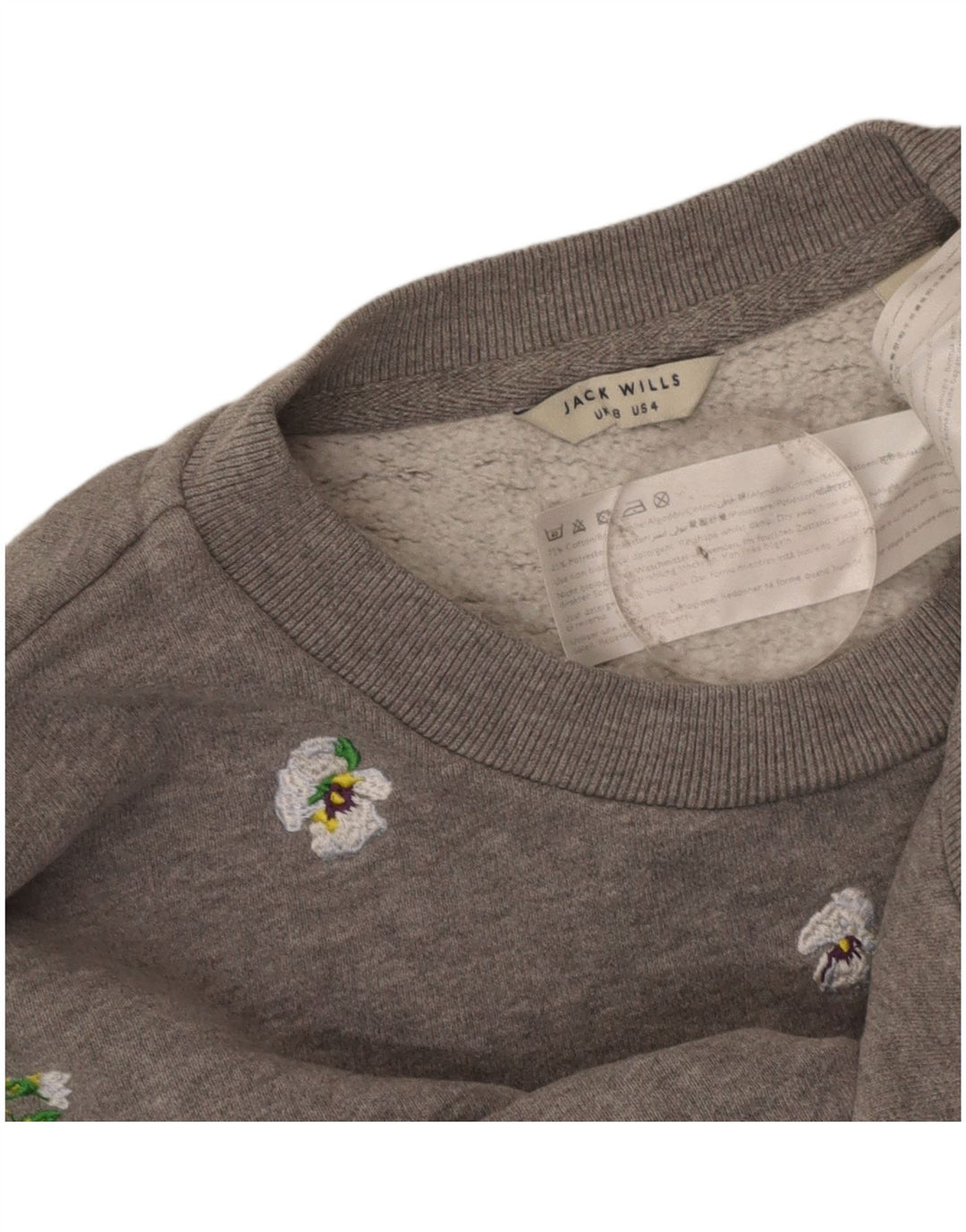 JACK WILLS Womens Oversized Sweatshirt Jumper UK 8 Small Grey Floral