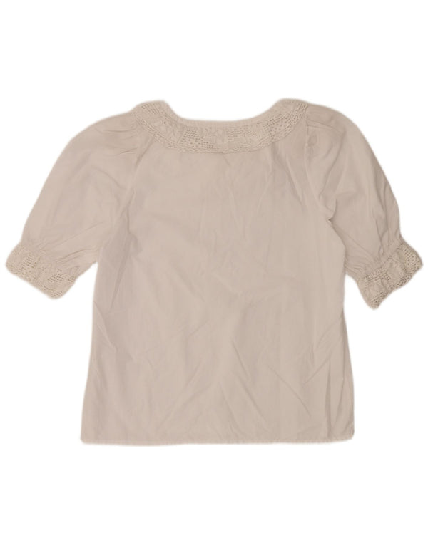 Vintage Womens 3/4 Sleeve Blouse Top EU 40 Medium White