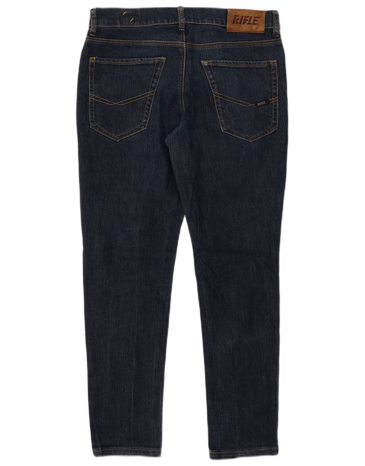Rifle Mens Slim Jeans W33 L29 Navy Blue Cotton