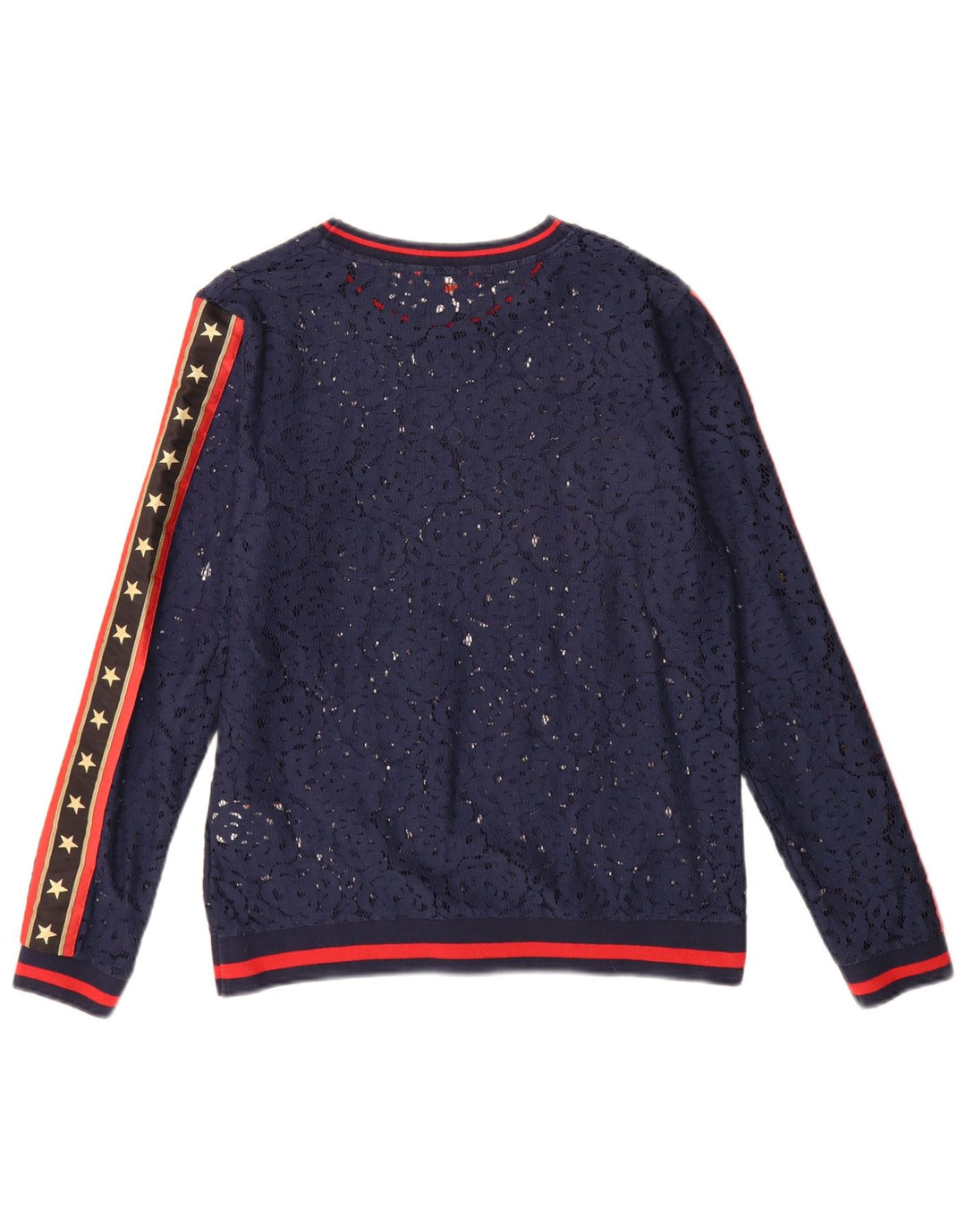 Superdry Womens Oversized Graphic Top Long Sleeve UK 10 Small Navy Blue
