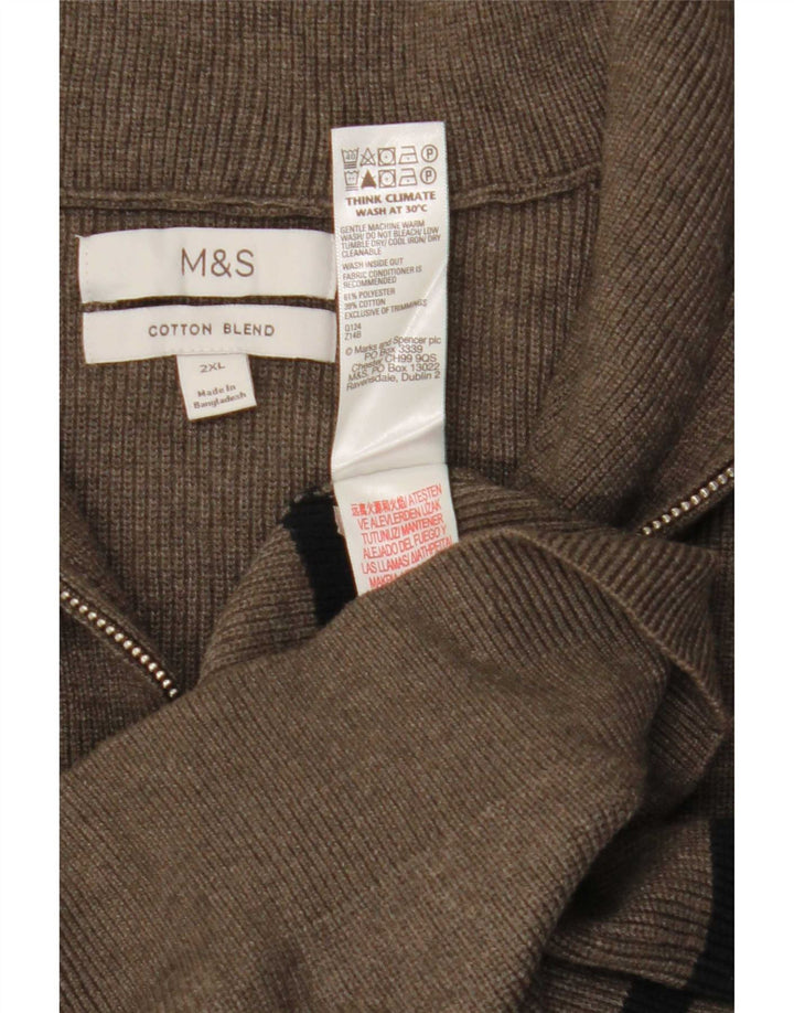 Maglione da uomo Marks & Spencer con zip e collo 2XL poliestere a righe grigie