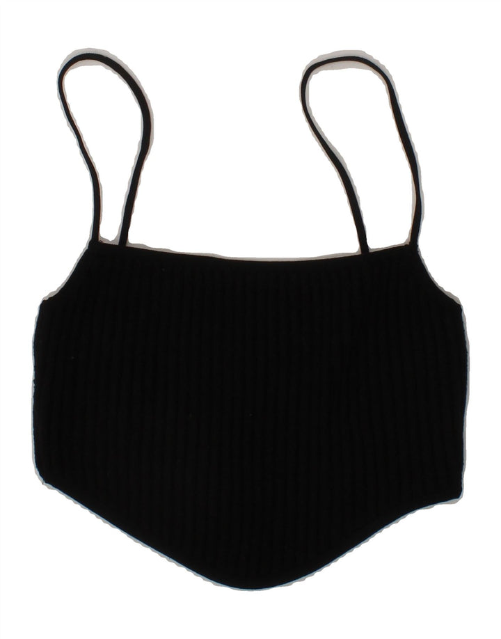 ZARA Womens Crop Cami Top UK 8 Small Black Cotton Vintage Zara and Second-Hand Zara from Messina Hembry 