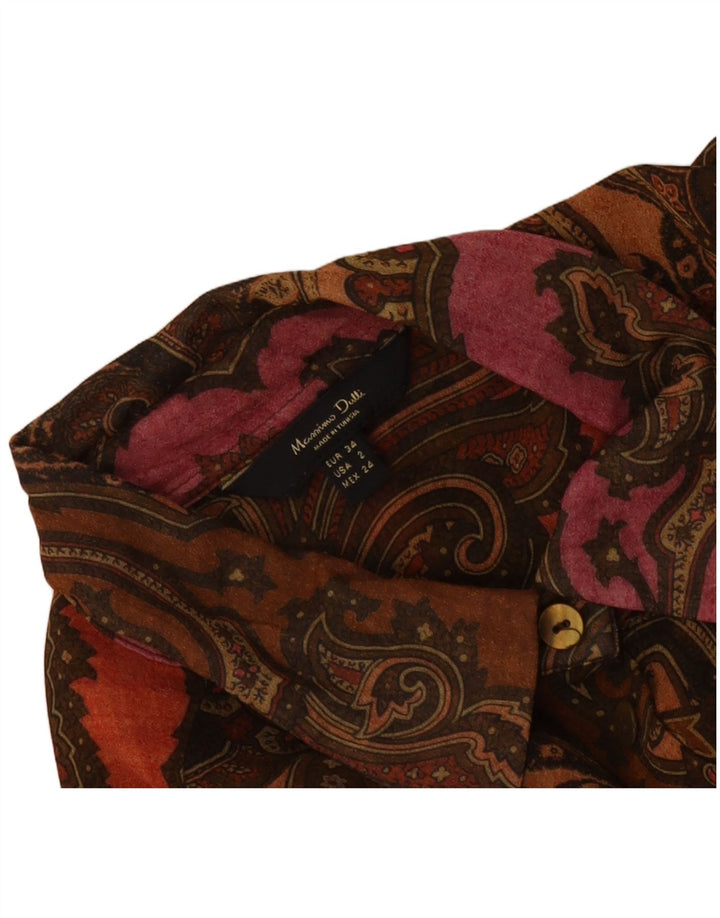 Massimo Dutti Dame Oversized Skjorte EU 34 2XS Brun Paisley