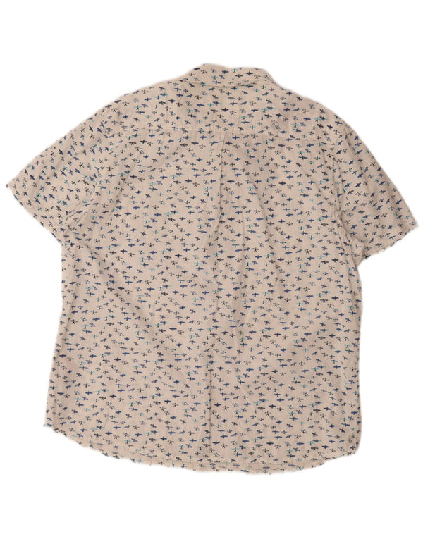 Weird Fish Mens Abstract Pattern Short Sleeve Shirt XL White Cotton
