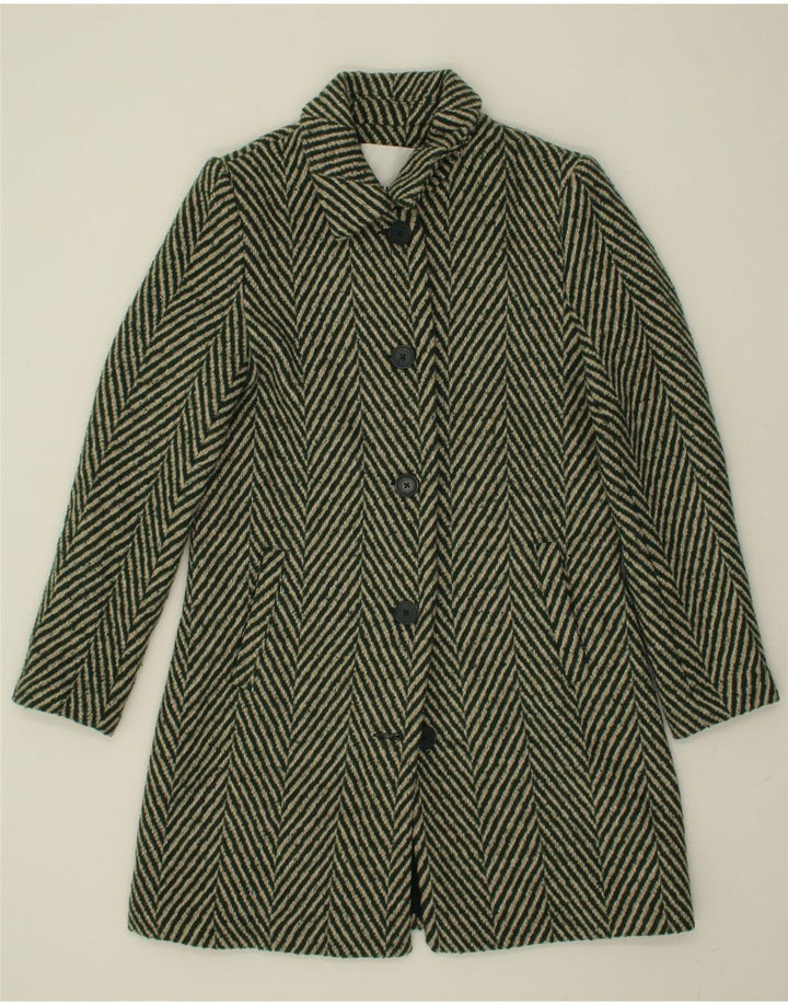 DESIGUAL Womens Overcoat EU 38 Medium Grey Herringbone Wool Vintage Desigual and Second-Hand Desigual from Messina Hembry 