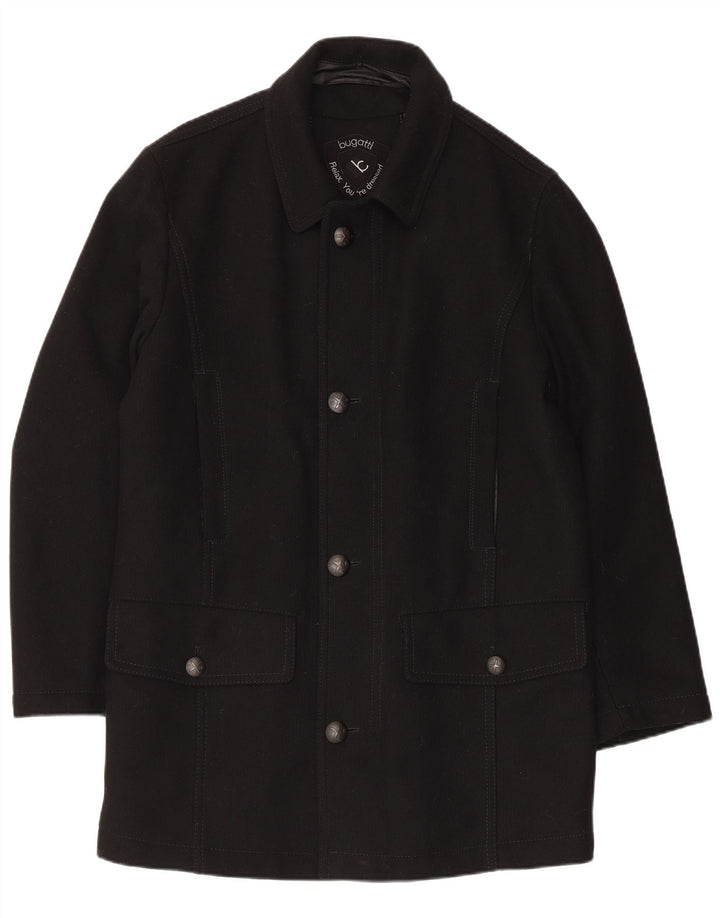Bugatti Mens Overcoat IT 48 Medium Black Wool