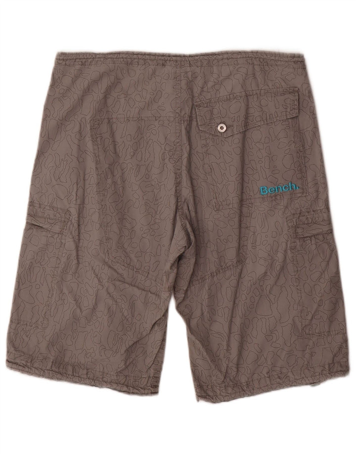 BENCH Mens Cargo Shorts W28 Small  Grey Geometric Cotton