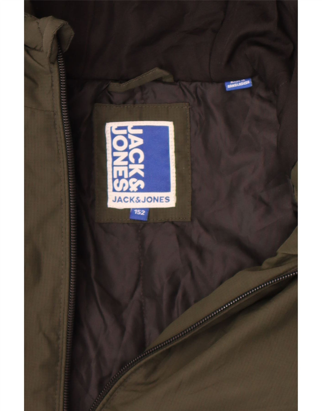Giubbotto bomber con cappuccio Jack & Jones per ragazzi 11-12 anni color kaki