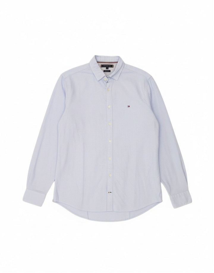 TOMMY HILFIGER Mens Regular Fit Shirt Large Blue Spotted Vintage Tommy Hilfiger and Second-Hand Tommy Hilfiger from Messina Hembry 