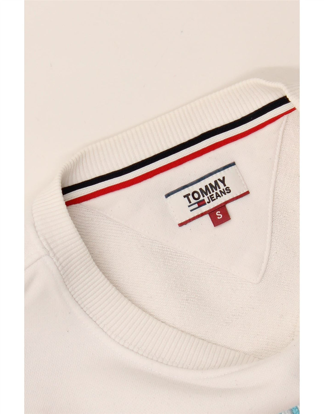 TOMMY HILFIGER Womens Oversized Sweatshirt Jumper UK 10 Small White Vintage Tommy Hilfiger and Second-Hand Tommy Hilfiger from Messina Hembry 
