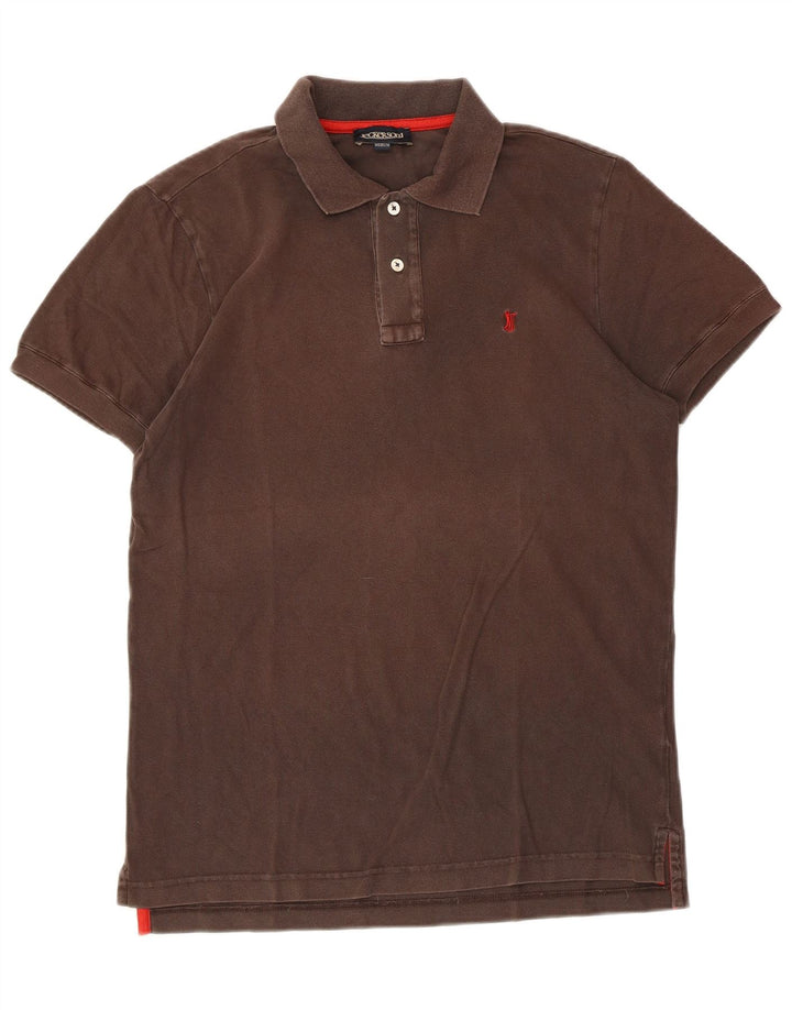 Jeckerson Mens Polo Shirt Medium Brown Cotton