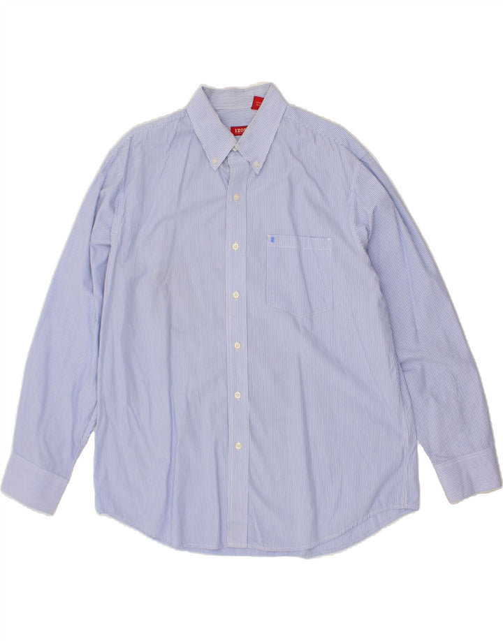 IZOD Mens Shirt Large Blue Pinstripe Cotton Vintage Izod and Second-Hand Izod from Messina Hembry 