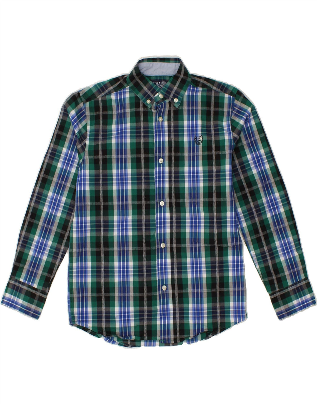 CHAPS Boys Shirt 10-11 Years Medium  Green Check Cotton Vintage Chaps and Second-Hand Chaps from Messina Hembry 