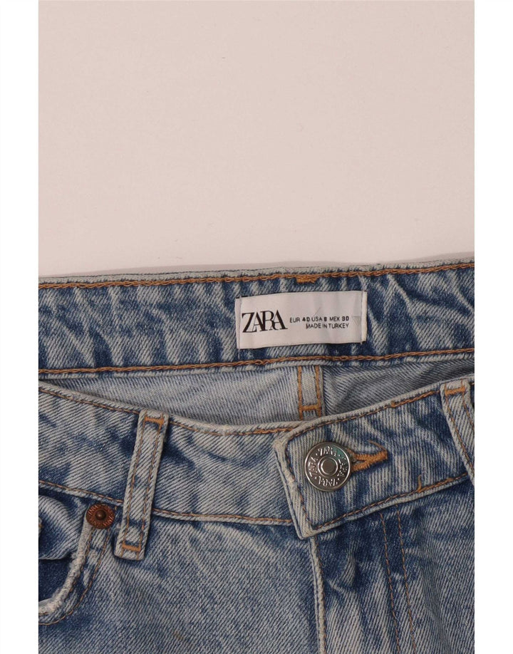 Zara Damen Distressed Straight Jeans EU 40 Medium W30 L28 Blau