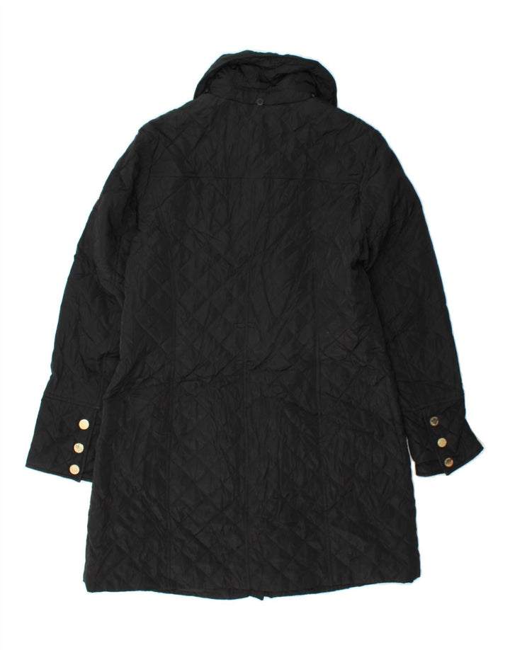 MICHAEL KORS Womens Quilted Overcoat UK 14 Medium Black Polyester Vintage Michael Kors and Second-Hand Michael Kors from Messina Hembry 