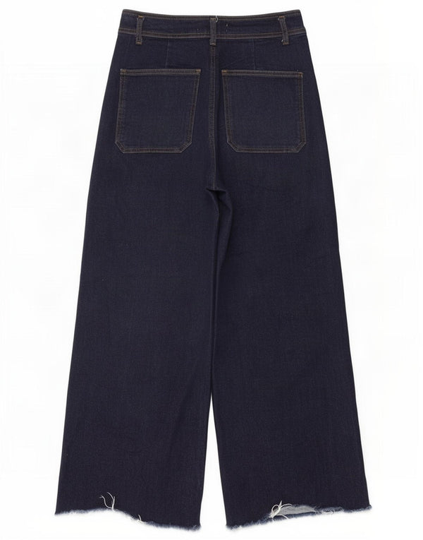 Zara Jeans De Pierna Ancha De Cintura Alta Para Mujer EU 40 Medium W30 L28 Azul Marino