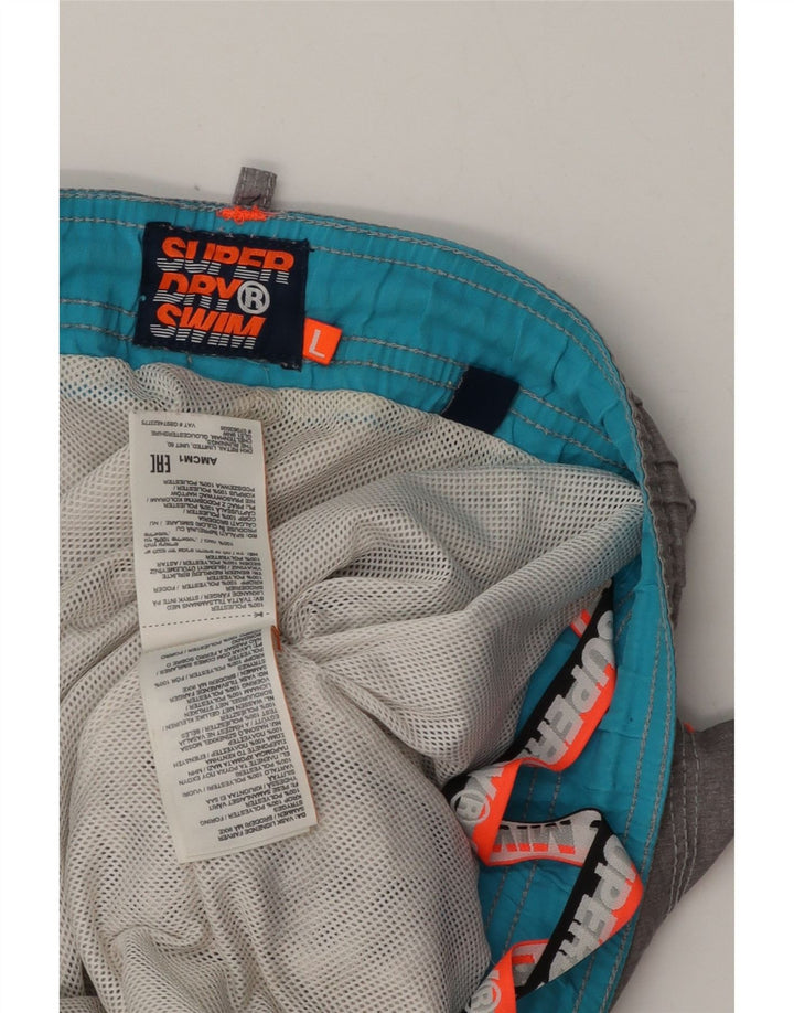Pantaloncini da bagno grafici da uomo Superdry grandi in poliestere grigio