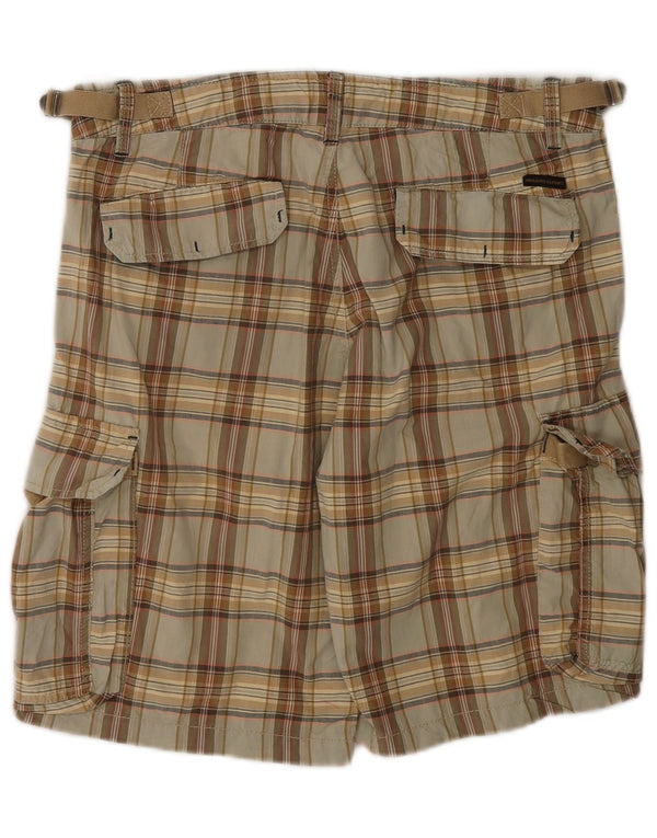 Marlboro Classics Mens Cargo Shorts W31 Medium Beige Check Cotton