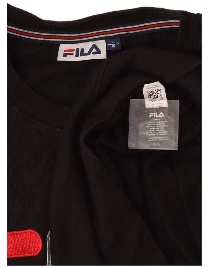 Fila Mens Graphic Sweatshirt Jumper Large Black Cotton