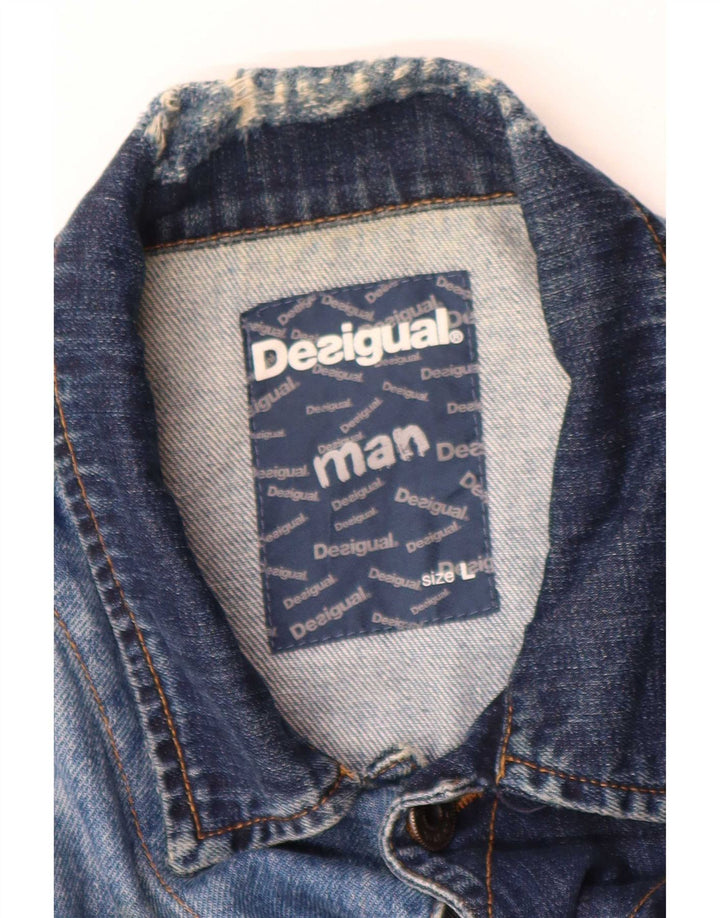 Desigual Veste en jean pour homme UK 40 Large Bleu Coton