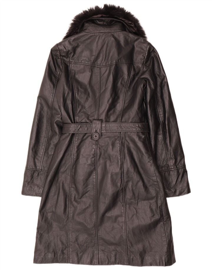 Orsay Womens Leather Coat UK 10 Small Black