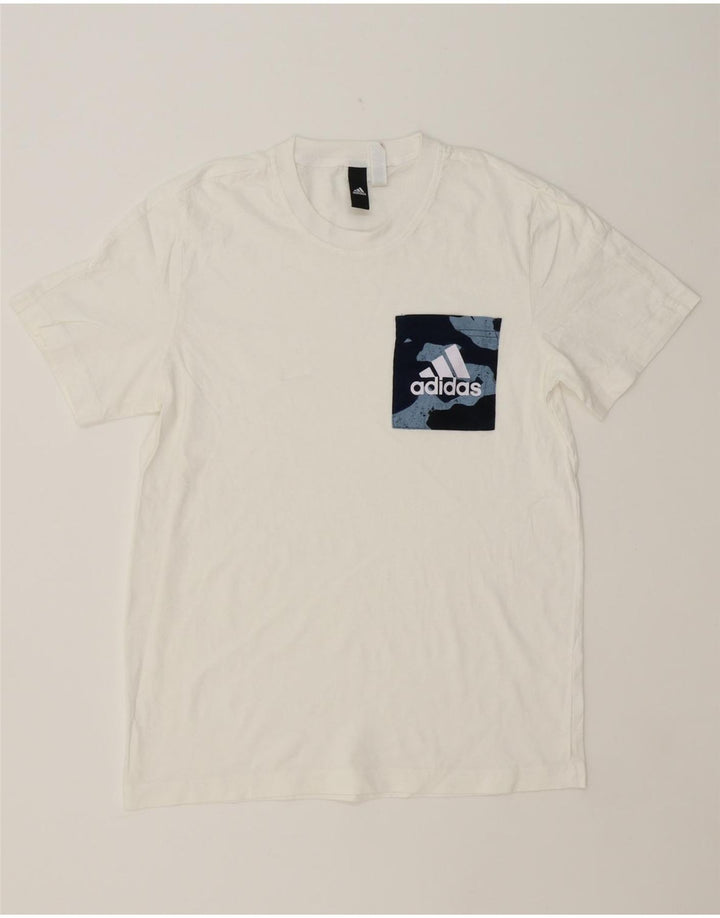 ADIDAS Mens Graphic T-Shirt Top Medium White Cotton Vintage Adidas and Second-Hand Adidas from Messina Hembry 