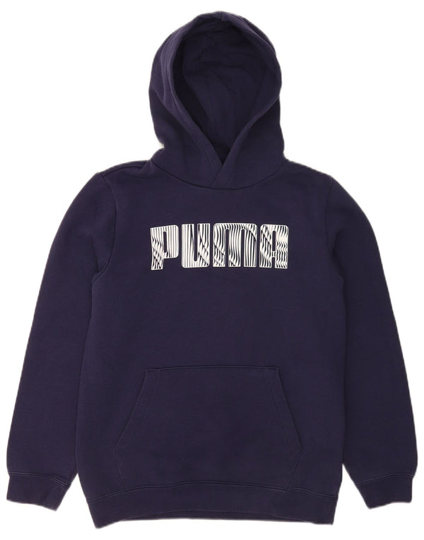 Felpa con cappuccio grafica Regular Fit Puma da bambino 13-14 anni in cotone blu navy