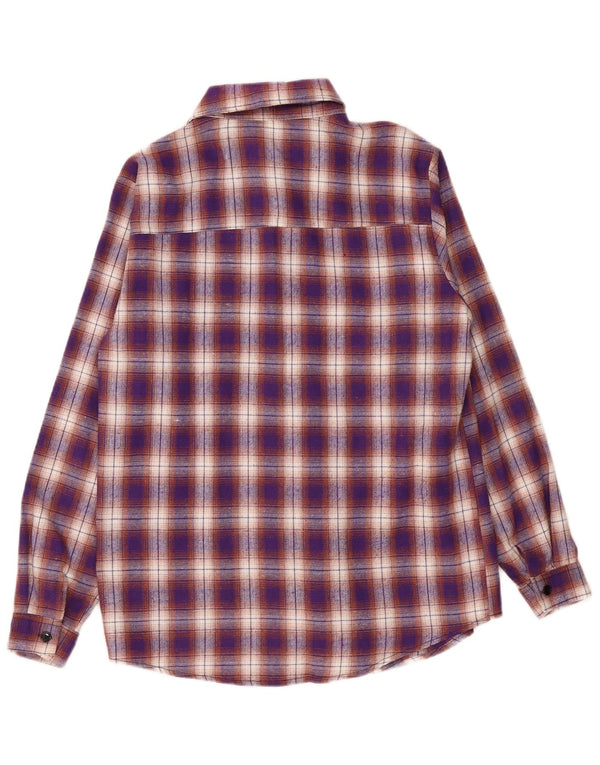 Shein Mens Flannel Shirt Small Purple Check Polyester