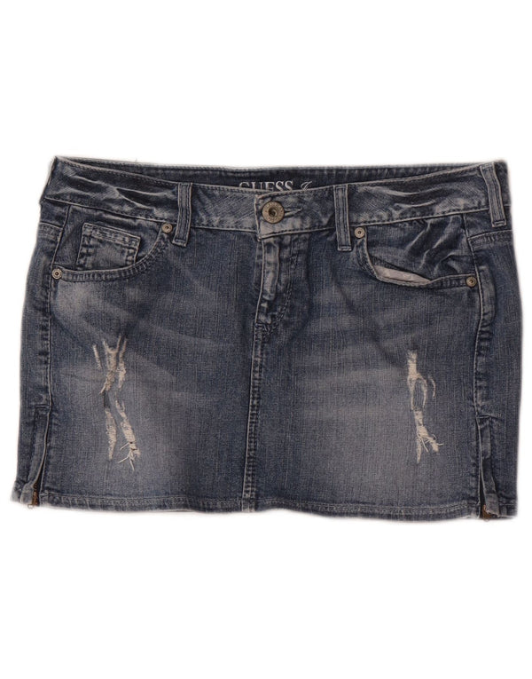 Guess Distressed Mini-Jeansrock für Damen, W29, mittelblaue Baumwolle