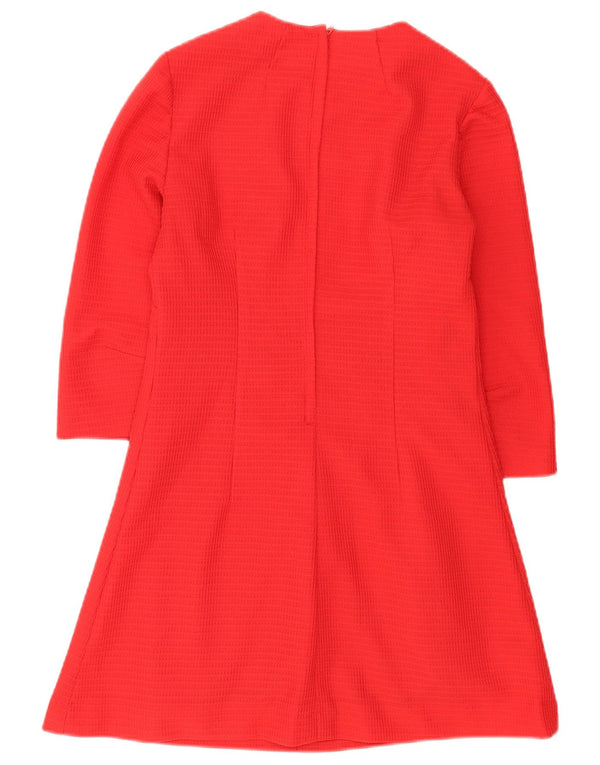 Abito a trapezio con maniche a 3/4 vintage da donna UK 10 piccolo rosso