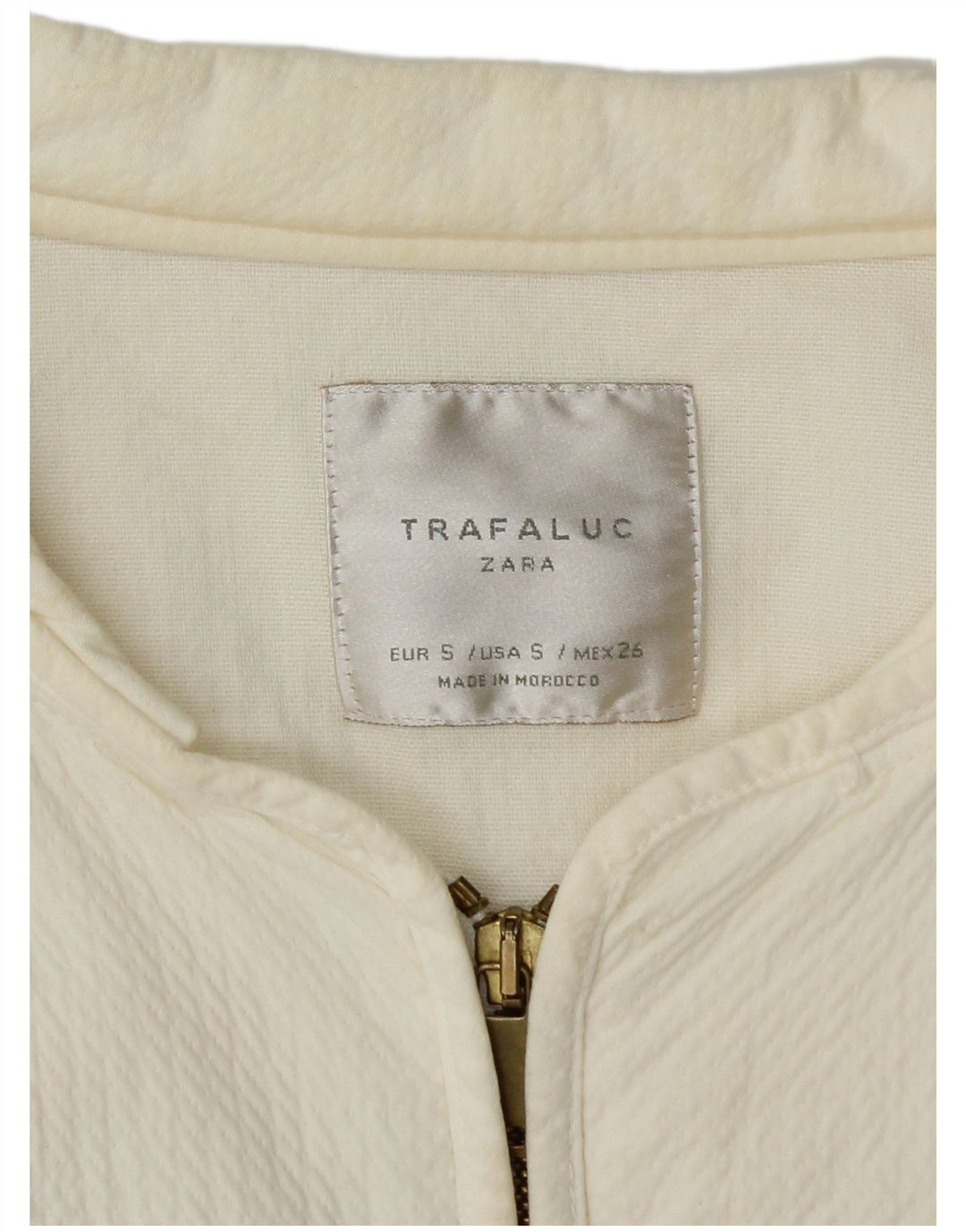 ZARA Womens Crop Oversized Bomber Jacket UK 10 Small Off White Geometric