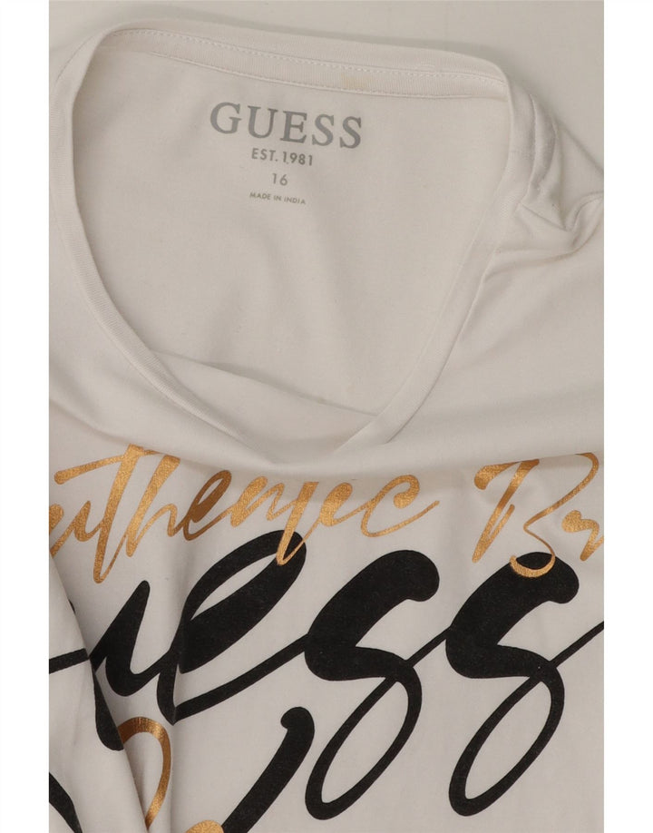 GUESS Boys Graphic Top Long Sleeve 15-16 Years White Cotton