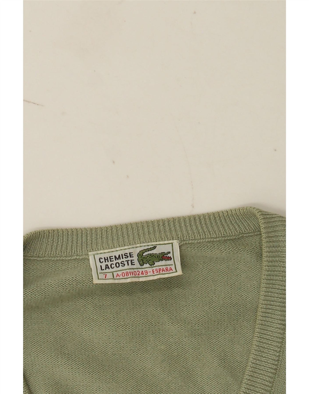 Lacoste Mens V-Neck Jumper Sweater Size 7 2XL Green
