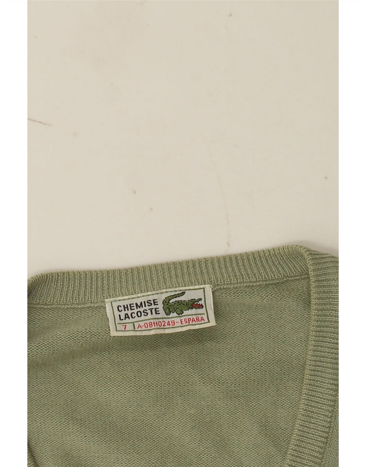 Lacoste Mens V-Neck Jumper Sweater Size 7 2XL Green