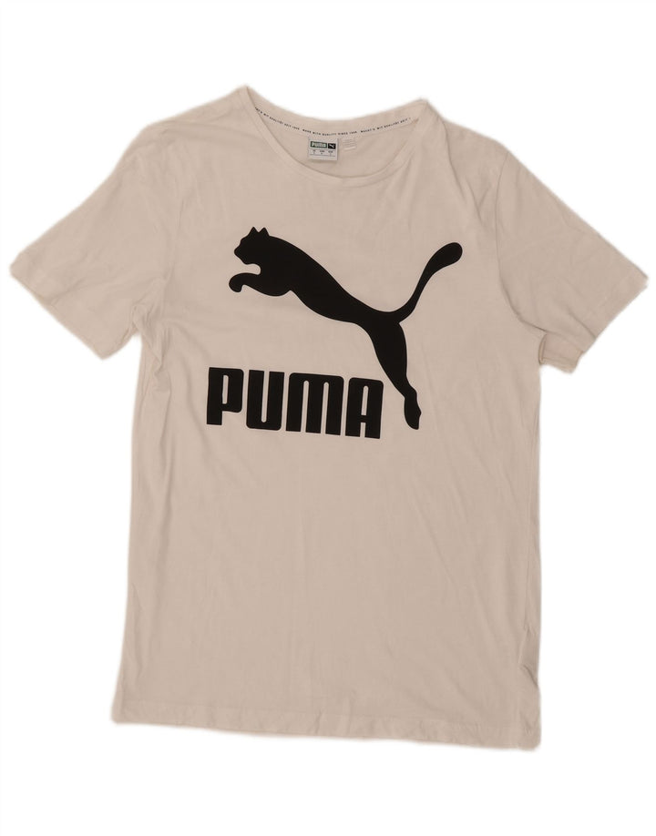 Puma Mens Graphic T-Shirt Top Small White Cotton