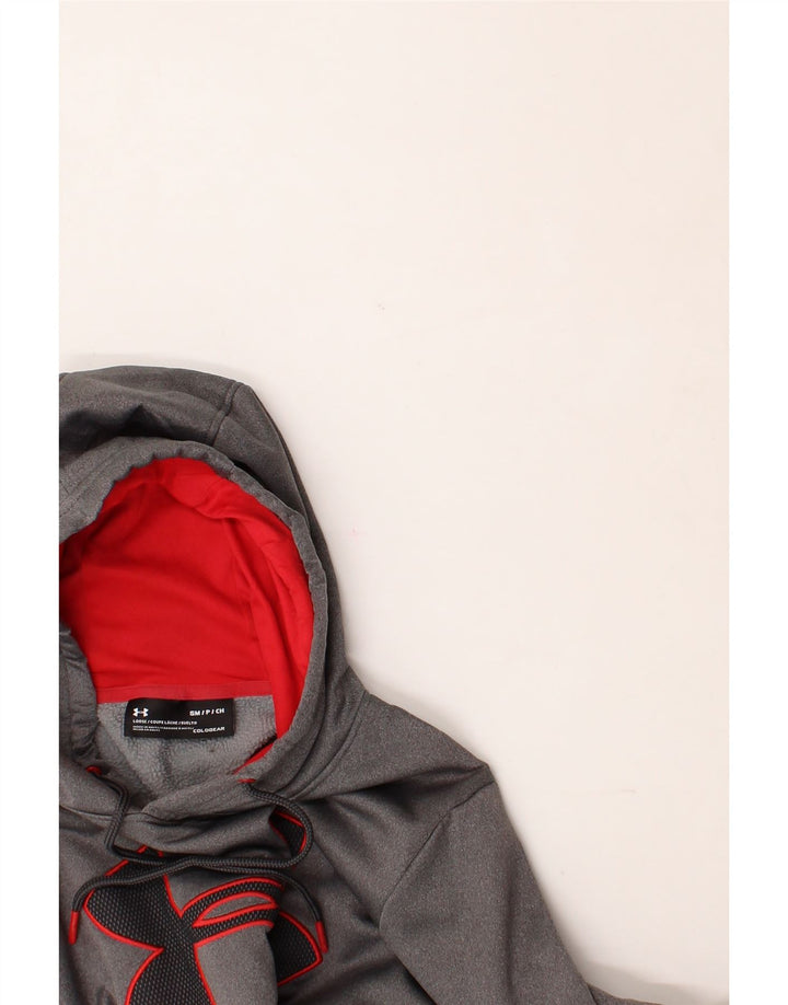 UNDER ARMOUR Mens Cold Gear Graphic Hoodie Jumper Small Grey Polyester Vintage Under Armour and Second-Hand Under Armour from Messina Hembry 