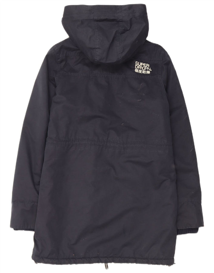 Superdry Mens Hooded Sherpa Parka Jacket UK 38 Medium Navy Blue Polyester