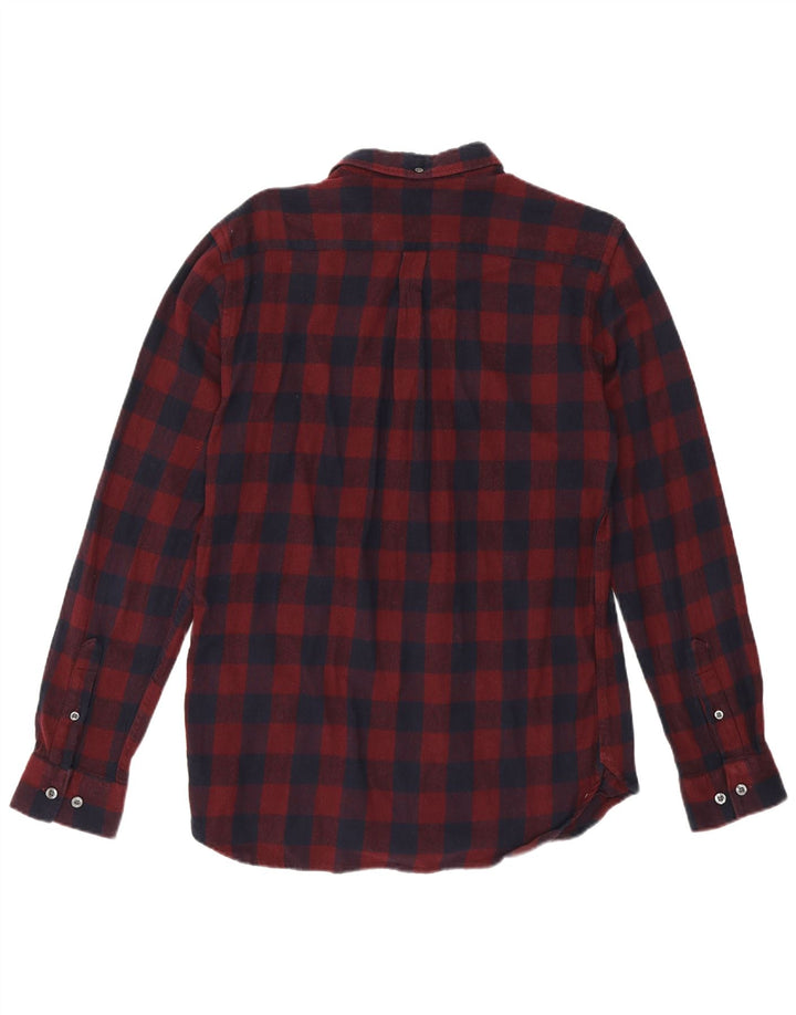 French Connection Chemise en Flanelle Homme Bordeaux Moyen en Coton Vichy