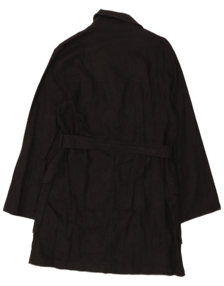 Zara Womens Utility Overcoat UK 14 Mittelschwarzes Leinen