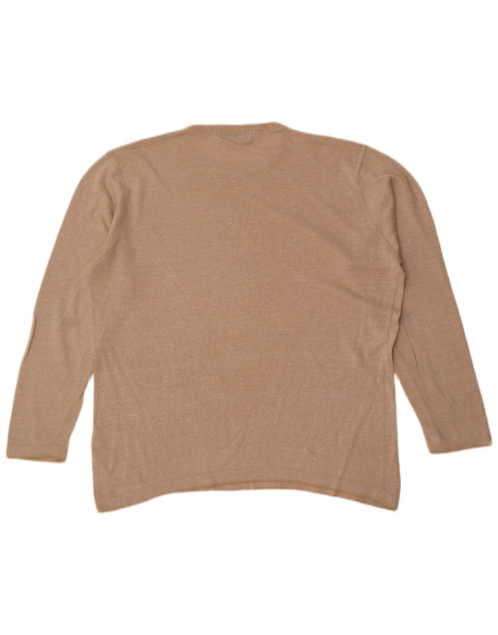 Marks & Spencer Mens Blue Harbour Crew Neck Jumper Sweater Large Beige