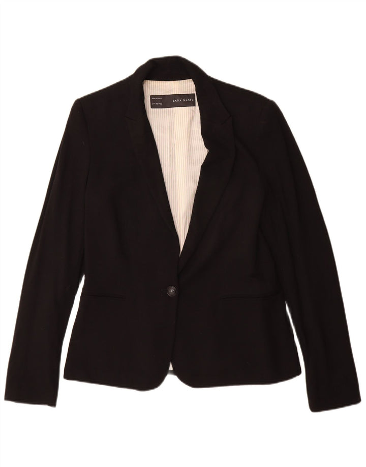 Jaqueta blazer feminina Zara com 1 botão Reino Unido 16 grande viscose preta